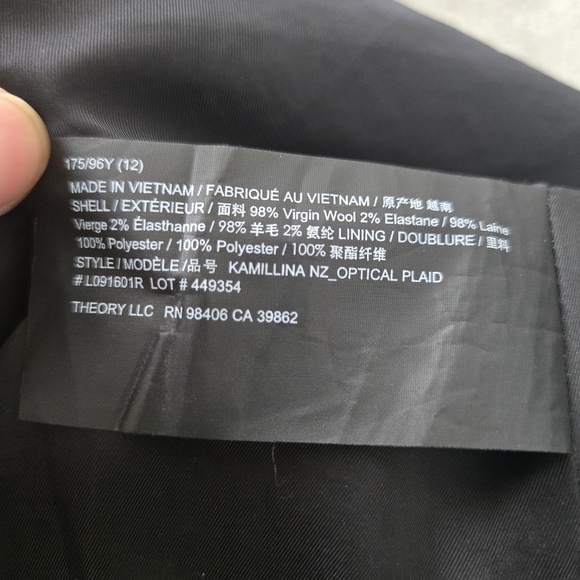 THEORY Kamillina Checked Wool-blend Mini Dress Size 12 - Picture 8 of 9